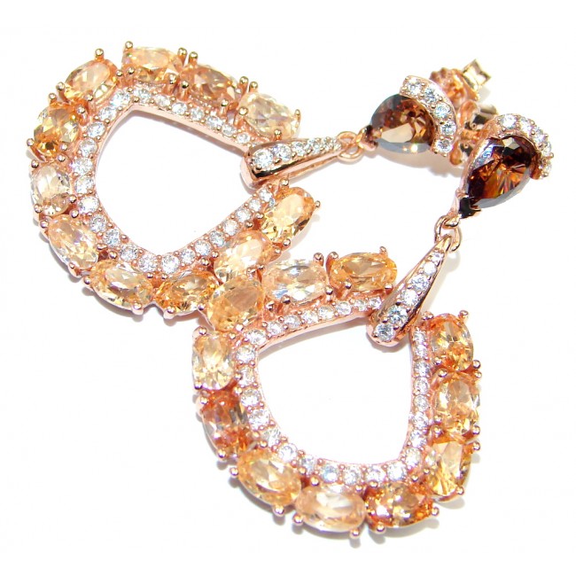 Elegant Cubic Zirconia Rose Gold Sterling Silver stud earrings