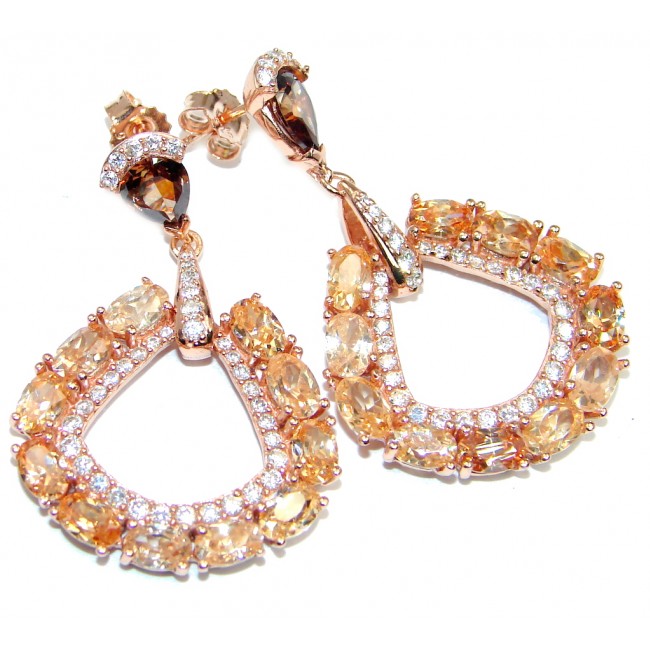 Elegant Cubic Zirconia Rose Gold Sterling Silver stud earrings