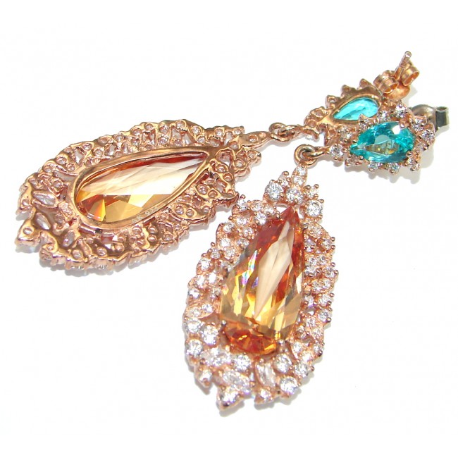Exclusive created Morganite Gold Plated over Sterling Silver earrings