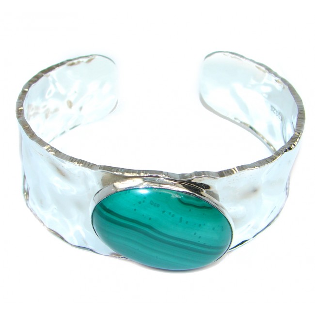 AAA Green Malachite Sterling Silver handcrafted Bracelet / Cuff