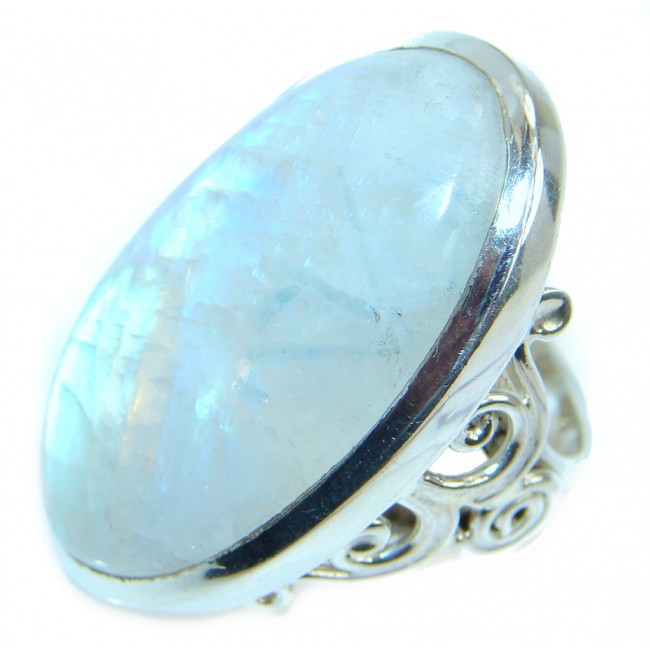 Fire Moonstone Sterling Silver handmade ring size 6