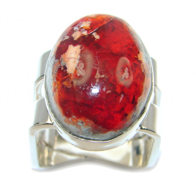 Fabulous AAA+ Mexican Fire Opal Oxidized Sterling Silver Ring s. 7 1/4