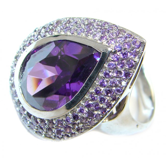 Amazing Big Created Alexandrite Marcasite Sterling Silver Ring s. 9