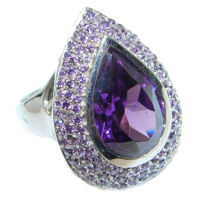 Amazing Big Created Alexandrite Marcasite Sterling Silver Ring s. 9