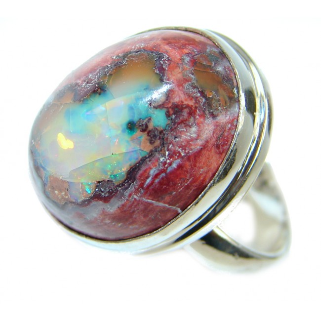 Fabulous AAA+ Mexican Fire Opal Oxidized Sterling Silver Ring size adjustable