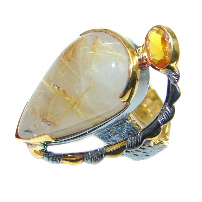 Golden Rutilated Gold plated over Sterling Silver Ring s. 6