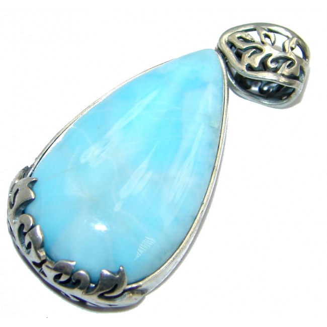 Genuine Blue Larimar Pearl Sterling Silver handmade Pendant