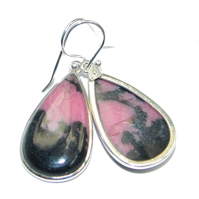 Pink Rhodonite Sterling Silver handmade earrings