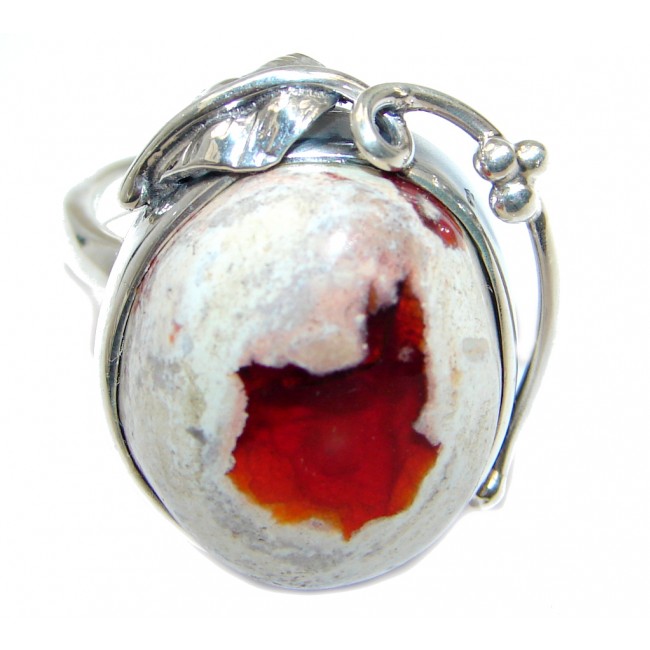 Fabulous AAA+ Mexican Fire Opal Oxidized Sterling Silver Ring size resizable