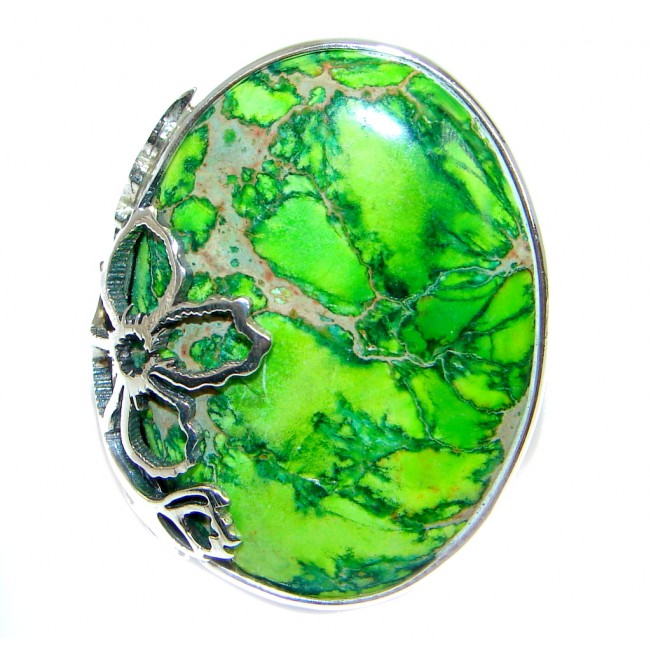 Under the Sea Sediment Jasper Two Tones Sterling Silver Ring size adjustable