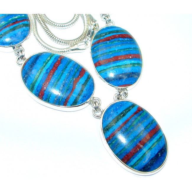 Magnificent Rainbow Calsilica Sterling Silver handmade necklace