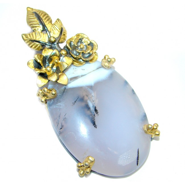 Perfect Dendritic Agate Gold plated over Sterling Silver Pendant