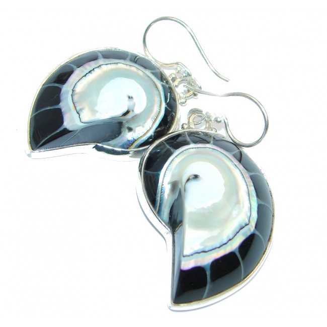 Fabulous Black Ocean Shell Sterling Silver earrings