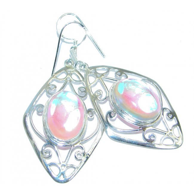 Large Handcrafted Rainbow Quartz Sterling Silver earrings