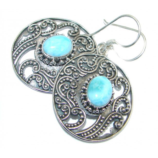 Precious Blue Larimar Oxidized Sterling Silver earrings