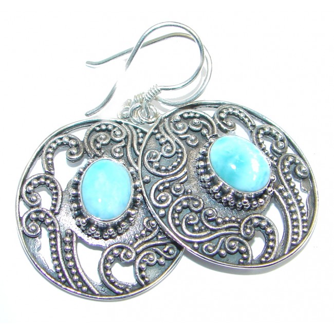 Precious Blue Larimar Oxidized Sterling Silver earrings