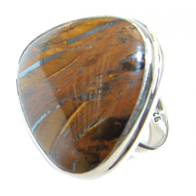 AAA Gold Tigers Eye Sterling Silver handmade ring size adjustable