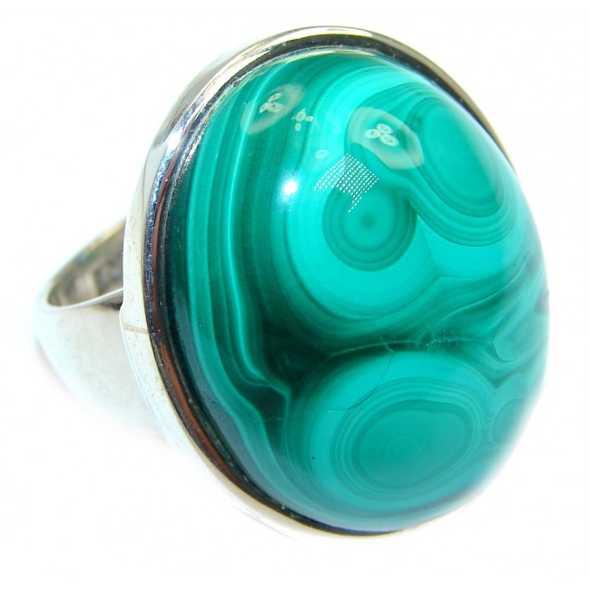 Natural AAA Green Malachite Sterling Silver ring size 8 1/2