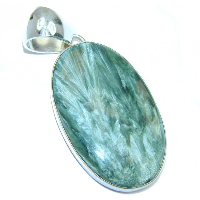 Precious Green Seraphinite Sterling Silver handmade Pendant