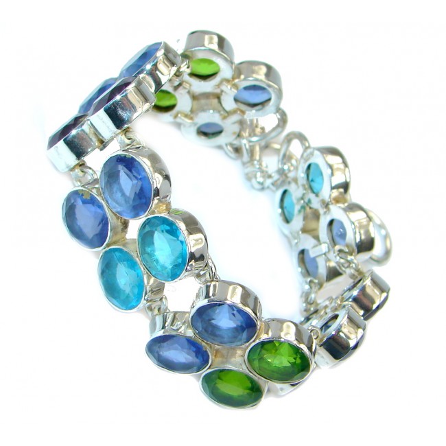 Amazing Multicolor Quartz Sterling Silver handmade Bracelet