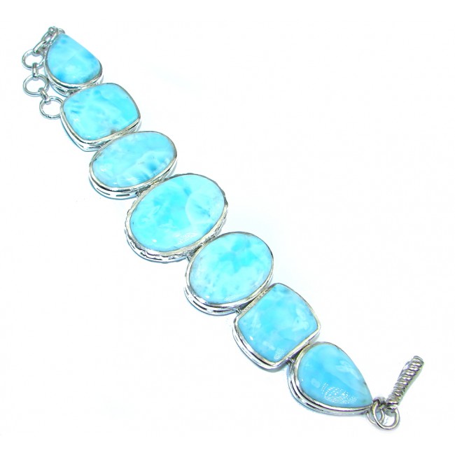 Natural AAA Blue Larimar Sterling Silver handmade Bracelet