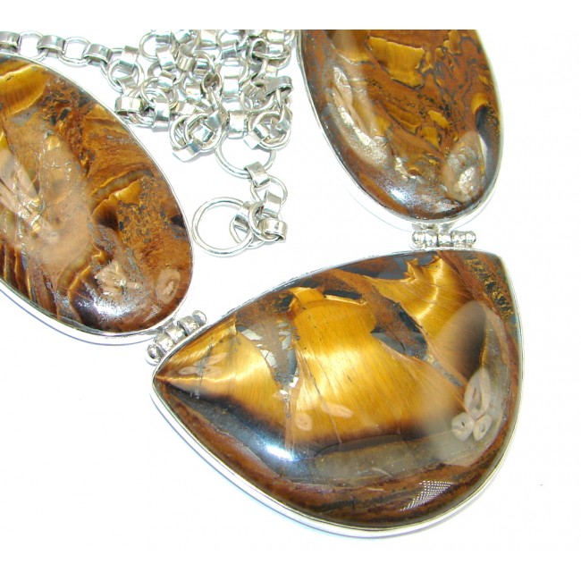 Perfect Gift AAA Golden Tigers Eye Sterling Silver handmade Necklace