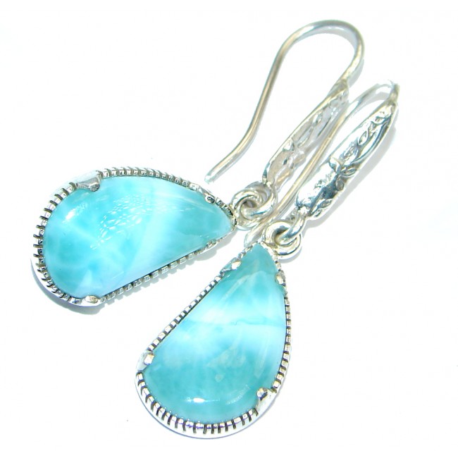 Blue Larimar Oxidized Sterling Silver handmade earrings