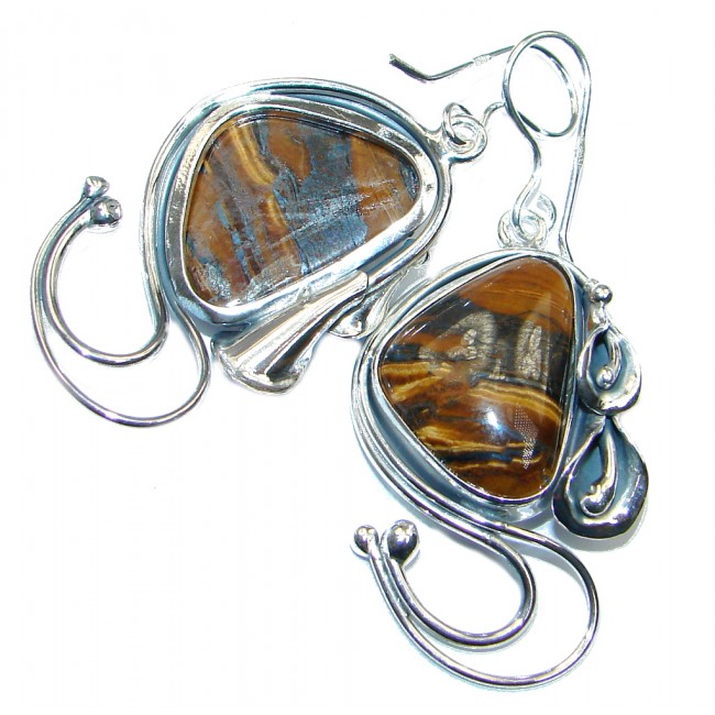 Golden Tigers Eye Hammered Sterling Silver handcrafted Earrings