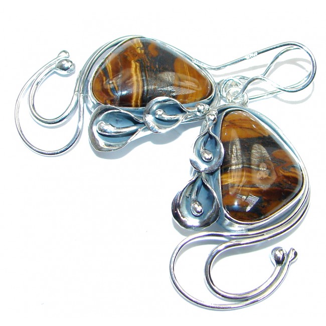 Golden Tigers Eye Hammered Sterling Silver handcrafted Earrings