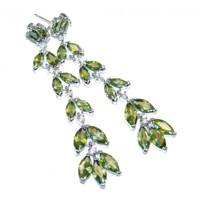 Long Green Cubic Zirconia Sterling Silver earrings