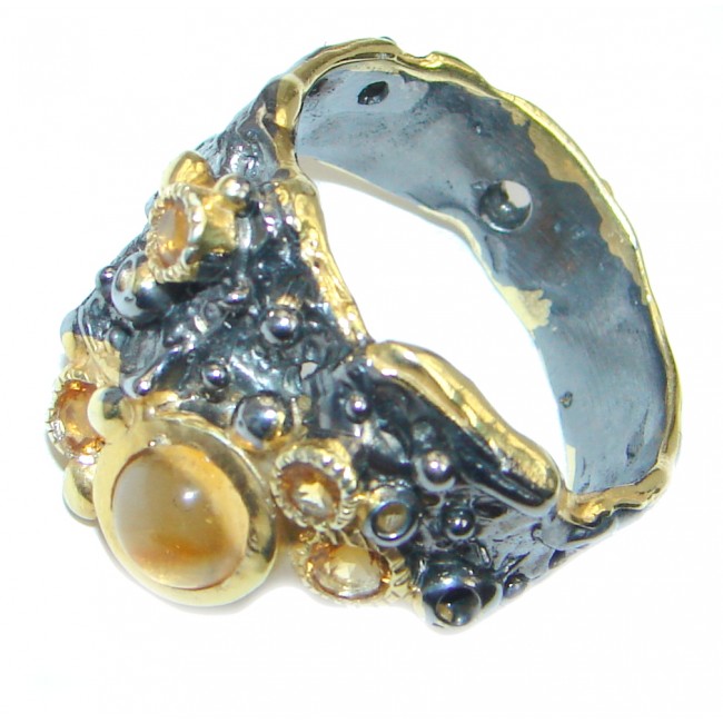 Summer Blast natural Citrine Gold Rhodium plated over Sterling Silver Ring s. 10