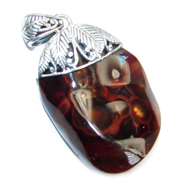 Perfect Authentic Fire Agate Sterling Silver handmade Pendant