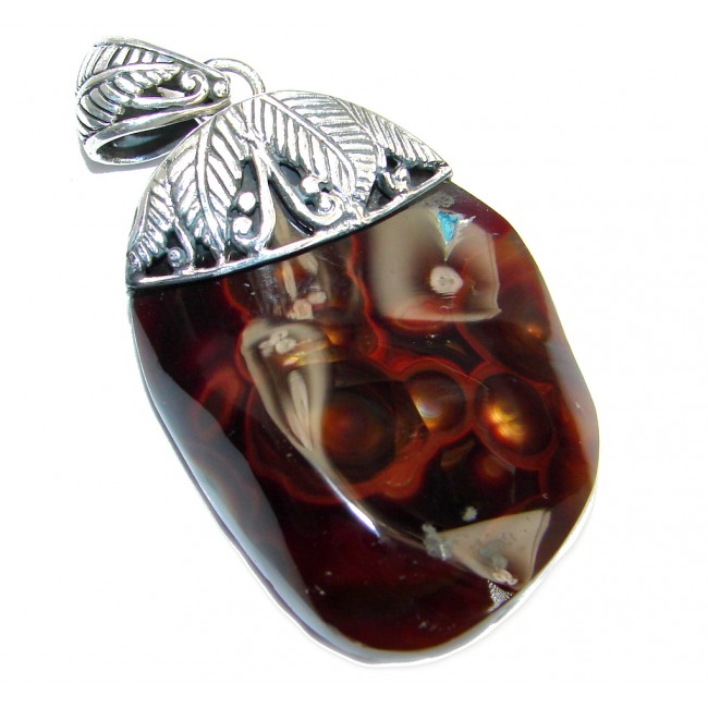 Perfect Authentic Fire Agate Sterling Silver handmade Pendant