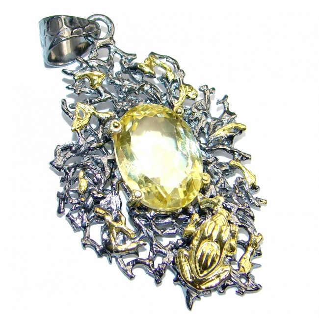 Faceted Citrine Gold Rhodium plated over Sterling Silver Pendant
