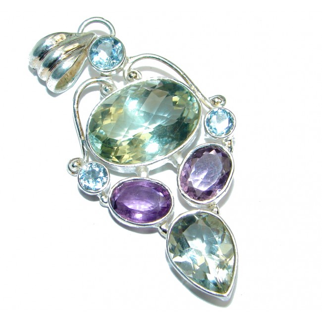 Great quality Green Amethyst Sterling Silver Pendant