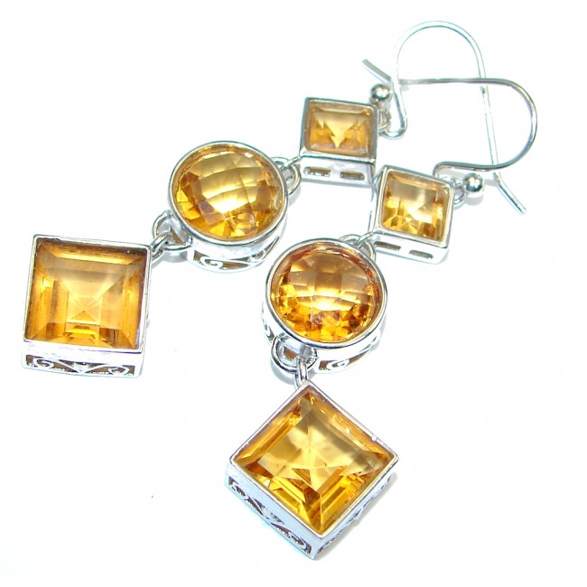 Perfect Shape Golden Quartz Sterling Silver earrings