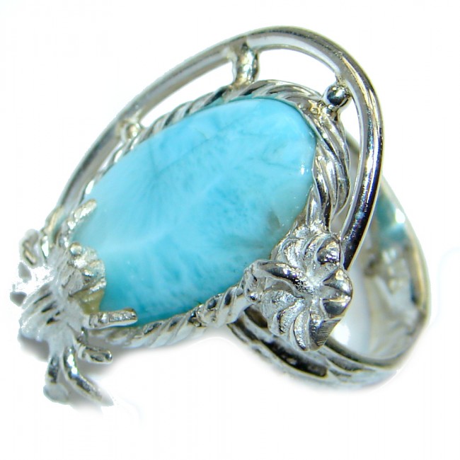 Larimar Pearl Sterling Silver handmade Ring size 6