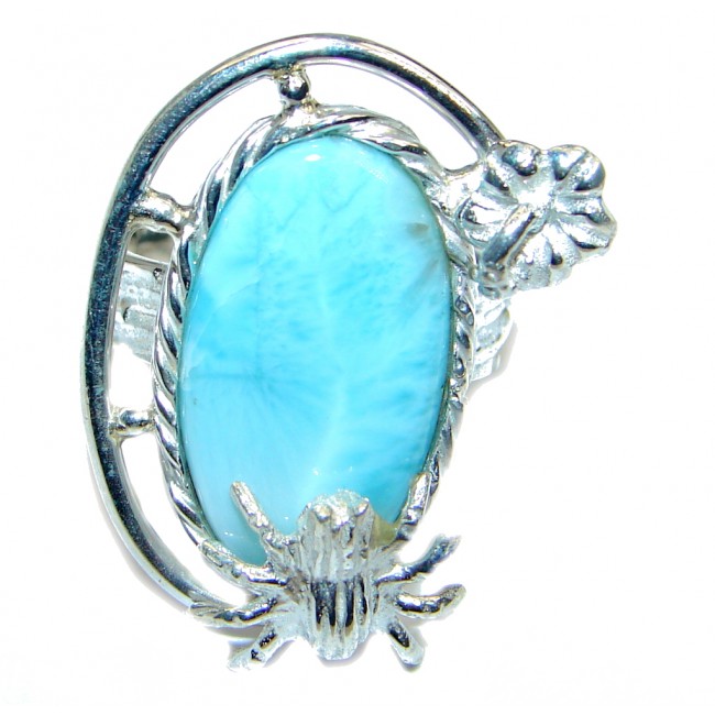 Larimar Pearl Sterling Silver handmade Ring size 6
