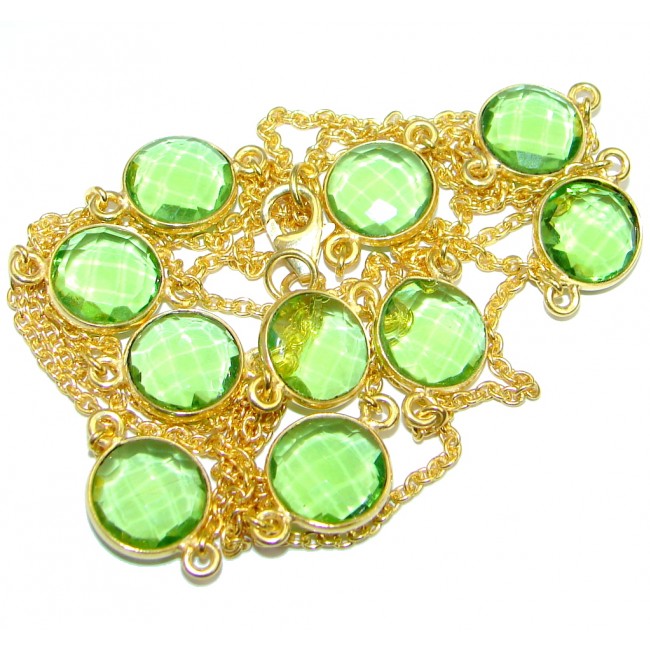 36 inches Created Peridot Gold over Sterling Silver Necklace