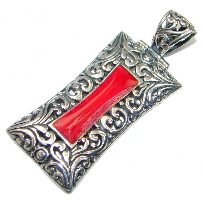 Deep Love Red Fossilized Coral Sterling Silver pendant