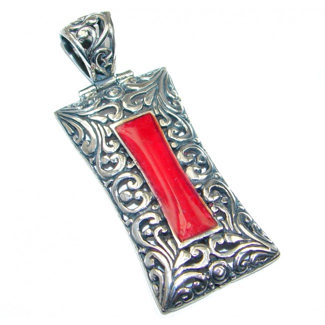 Deep Love Red Fossilized Coral Sterling Silver pendant