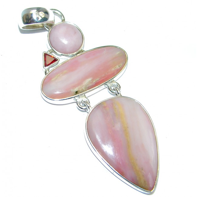 Natural Pink Opal Sterling Silver handmade Pendant