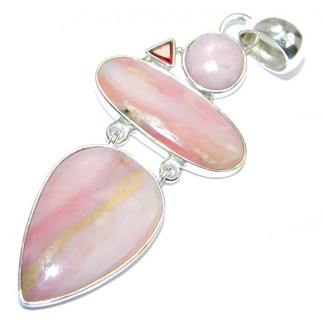 Natural Pink Opal Sterling Silver handmade Pendant
