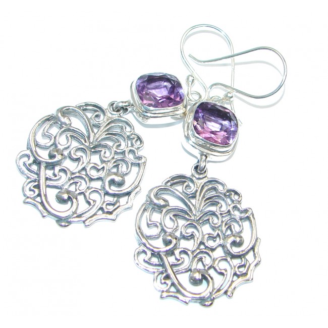 Perfect Purple Amethyst Sterling Silver handmade earrings