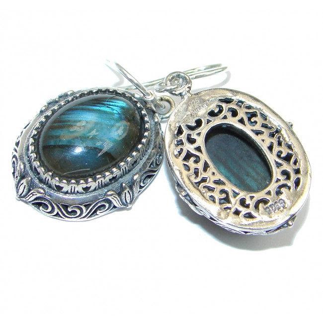 Vintage Design Blue Fire Labradorite Sterling Silver earrings
