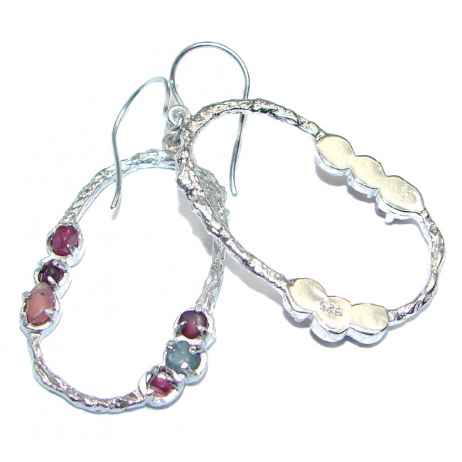 Natural Rough Tourmaline Sterling Silver Indonesia made earrings