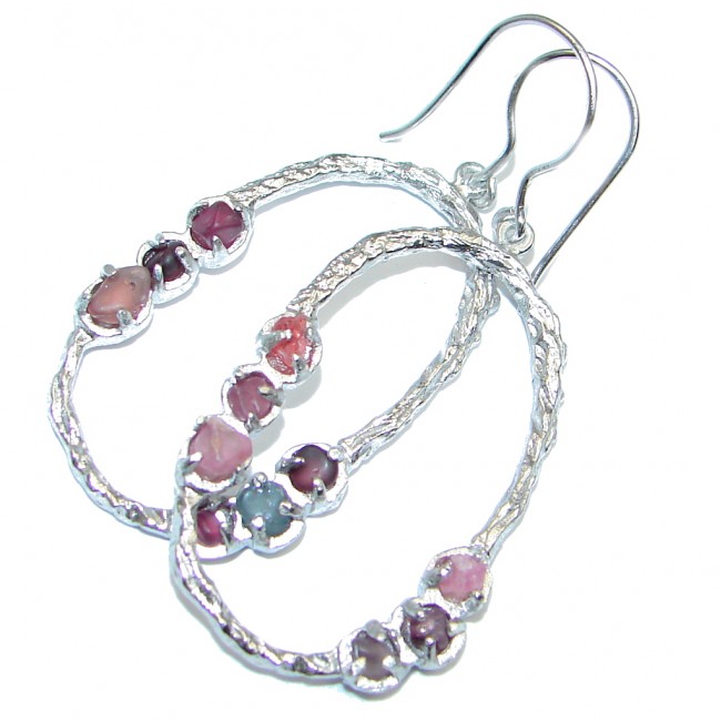 Natural Rough Tourmaline Sterling Silver Indonesia made earrings