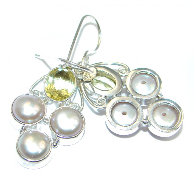 Fresh Water Pearl Ruby Sterling Silver handcrafted earrings
