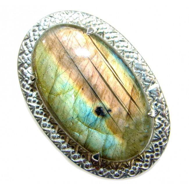 Large True Fire Labradorite Sterling Silver ring size 12
