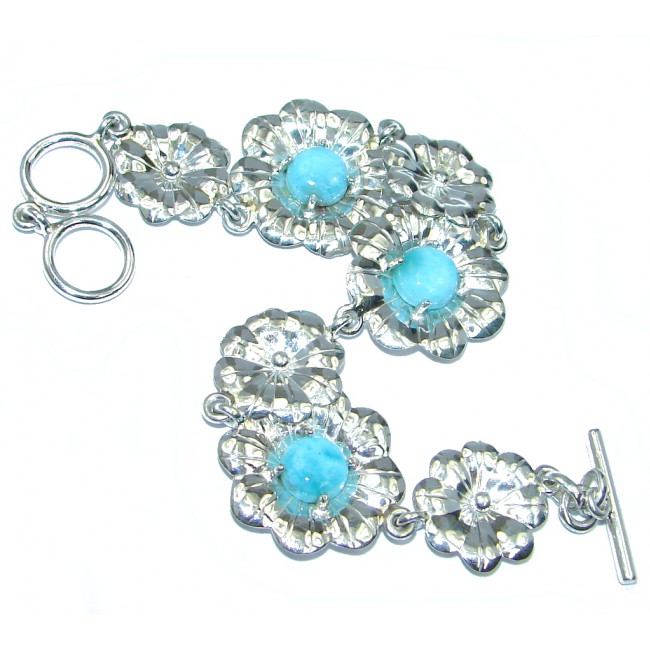 Sublime AAA Blue Larimar Sterling Silver handmade Bracelet